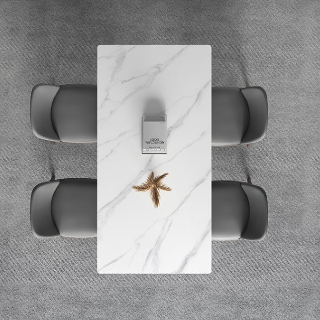Designerstijl gesinterde stenen eettafelset rechthoekig 1/3/4/5/7-delige dinettetafelset