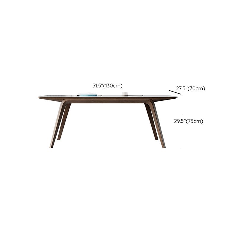 Table de salle à manger en pierre frittée de table rectangulaire moderne avec pieds en bois