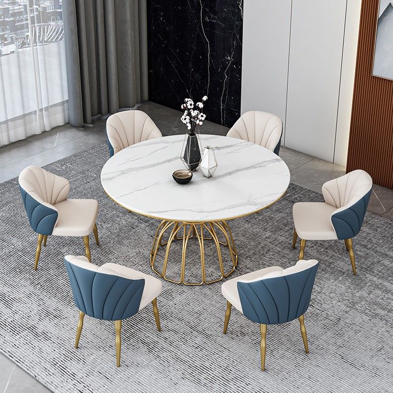Traditional Luxury Dinette Table Round Metal Gold Base Dining Pedestal Table Clearhalo 'Dining Tables & Seating' 'Dining Tables' 'dining_table' 'furn' 'furn_dining_table' 'Furniture' 'furniture_dining_table' 'Kitchen & Dining Furniture' 1200x1200_c27bcae1-e74d-48e0-9702-097956d79ce9