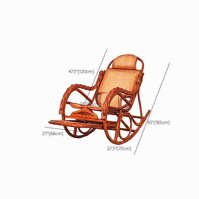 Chaise à bascule traditionnelle rattan couleur solide intégrée accoudoir intérieur chaise à bascule intérieure