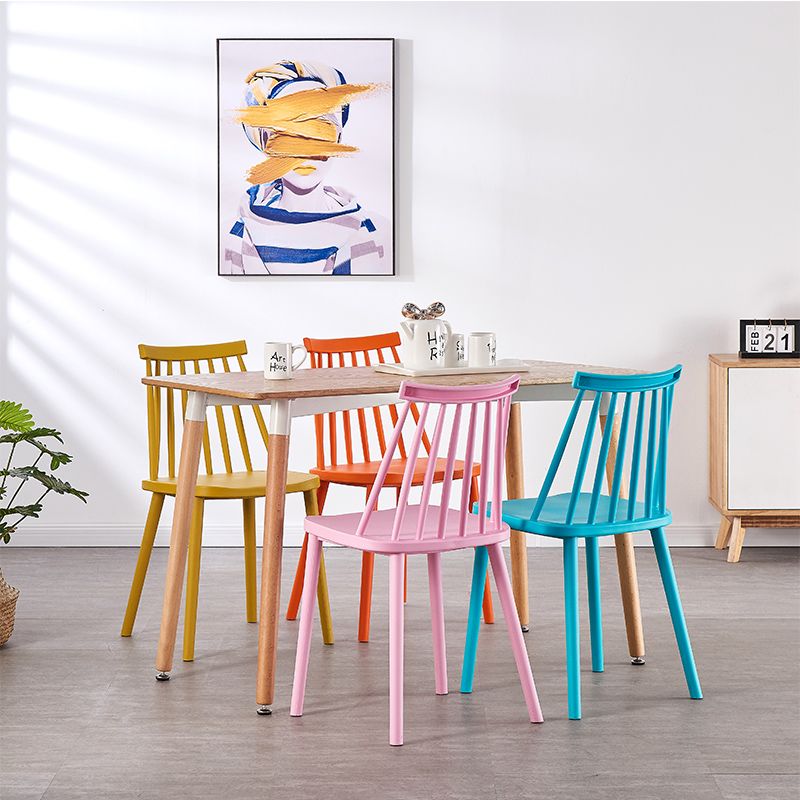 Scandinavian Plastic Chair 30"H Slat Back Side Chair Bedroom Dining Chair Clearhalo ' kitchen&dining_furn' 'Dining Chairs' 'Dining Tables & Seating' 'dining_chair' 'furn' 'furn_dining_chair' 'Furniture' 'furniture_dining_chair' 'Kitchen & Dining Furniture' 'kitchen' 1200x1200_c27cb731-8567-4490-a499-d843a9ec9ef9