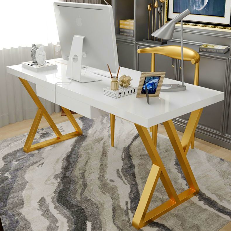 Escritorio de oficina de 1 cortavadora Glam de escritorio rectangular de madera maciza para el hogar