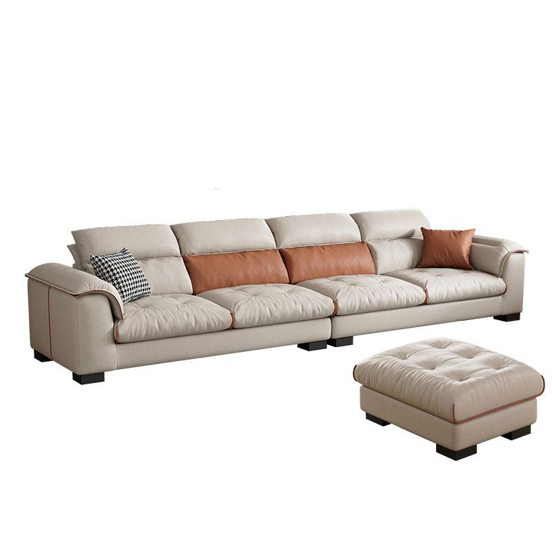 Contemporary Leather and Velvet Tufted Sectional Couch for Living Room