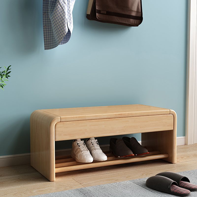 Contemporary Rubber Wood Bench Rectangle Storage Accent Bench with Drawer Clearhalo 'Benches' 'Chairs & Seating' 'furn' 'furn_benches' 'Furniture' 'Living Room Furniture' 1200x1200_c27ee081-b69d-4cf1-9109-a5d73bd0e929