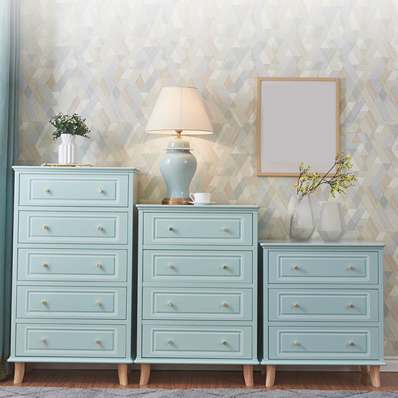 Cofre de acento de rectángulo de madera azul/ blanco contemporáneo con cajones