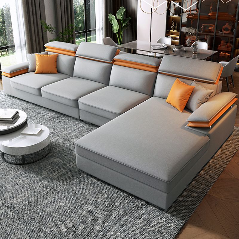 Contemporary 4-Seater L-Shape Sectional Pillow Top Arm Sofa for Living Room Clearhalo 'furn' 'furn_sectionals' 'Furniture' 'furniture_sectionals' 'Living Room Furniture' 'Sectionals' 1200x1200_c2807400-d114-432b-aec1-003d79cb4ada