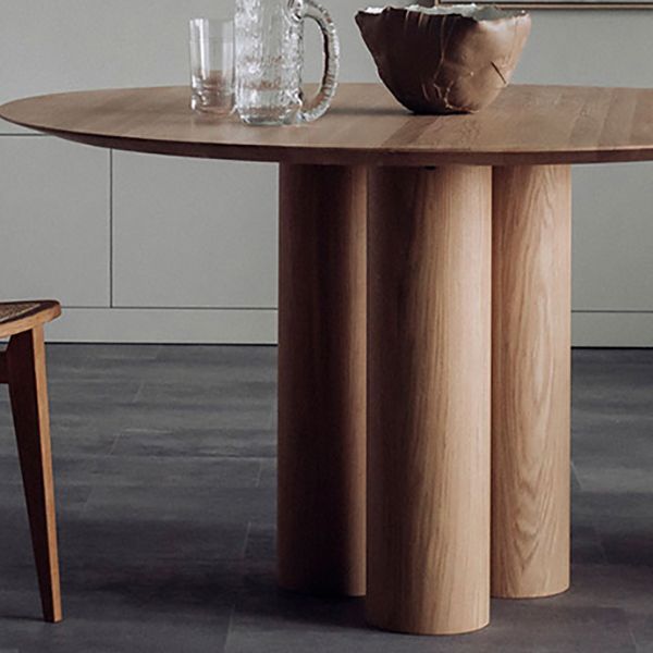 Round Simplicity Style Dining Table Fixed Table with Solid Wood Clearhalo 'Dining Tables & Seating' 'Dining Tables' 'dining_table' 'furn' 'furn_dining_table' 'Furniture' 'furniture_dining_table' 'Kitchen & Dining Furniture' 'kitchen' 'kitchen_dining_table' 1200x1200_c2816d7f-59f2-44a0-96c9-75028acc8e5a