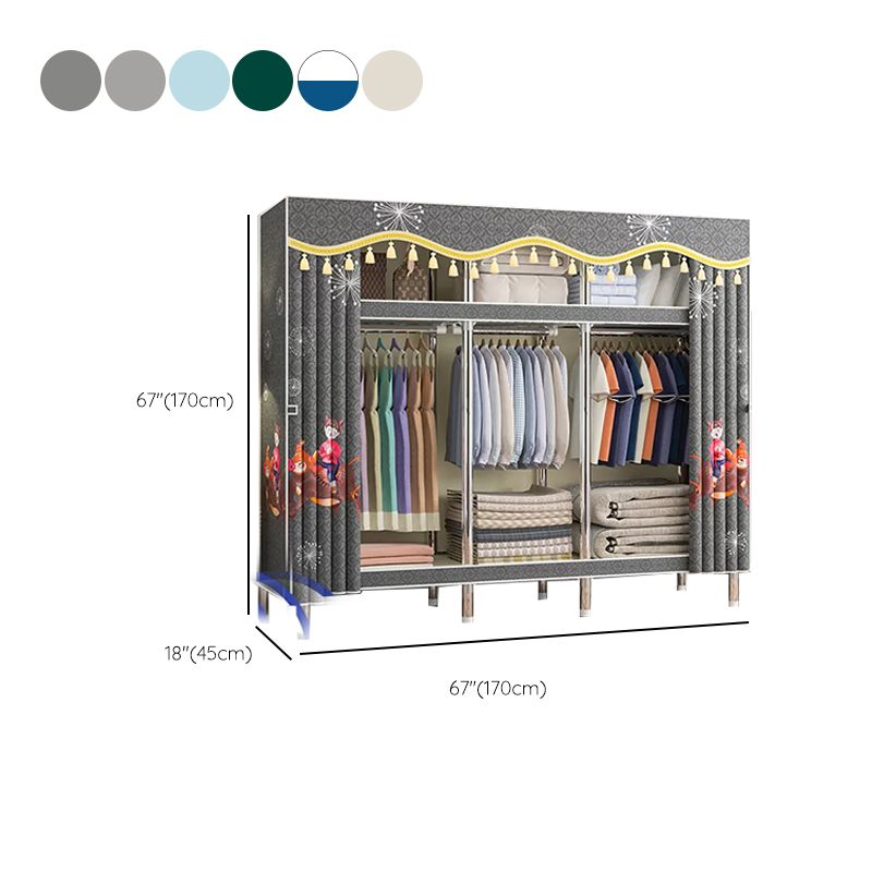 Freestanding Metal Frame Wardrobe Modern Removable Wardrobe with Legs Clearhalo 'Armoires & Wardrobes' 'armoires_wardrobes' 'Bedroom Furniture' 'furn' 'furn_armoires_wardrobes' 'Furniture' 1200x1200_c2818ffd-5c74-4e65-9067-974a37247c4a