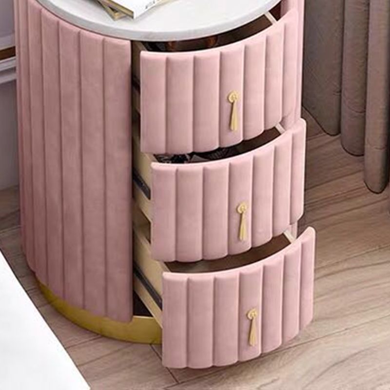 Round Slate Bedside Cabinet Modern Minimalist Bedside Table with Drawers Clearhalo 'Bedroom Furniture' 'furn' 'furn_night_stand' 'Furniture' 'night_stand' 'Nightstands' 1200x1200_c282bf44-7d1f-4230-8703-7170b3b5e98a