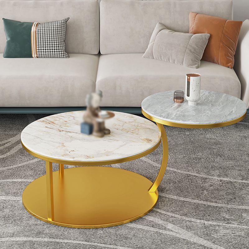 Contemporary Coffee Table Round Stone Top Extendable Coffee Cocktail Table Clearhalo 'Coffee & Accent Tables' 'Coffee Tables' 'coffee_tables' 'furn' 'furn_coffee_tables' 'Furniture' 'Living Room Furniture' 1200x1200_c282f401-cdaf-4a80-b357-c001edcf1a62