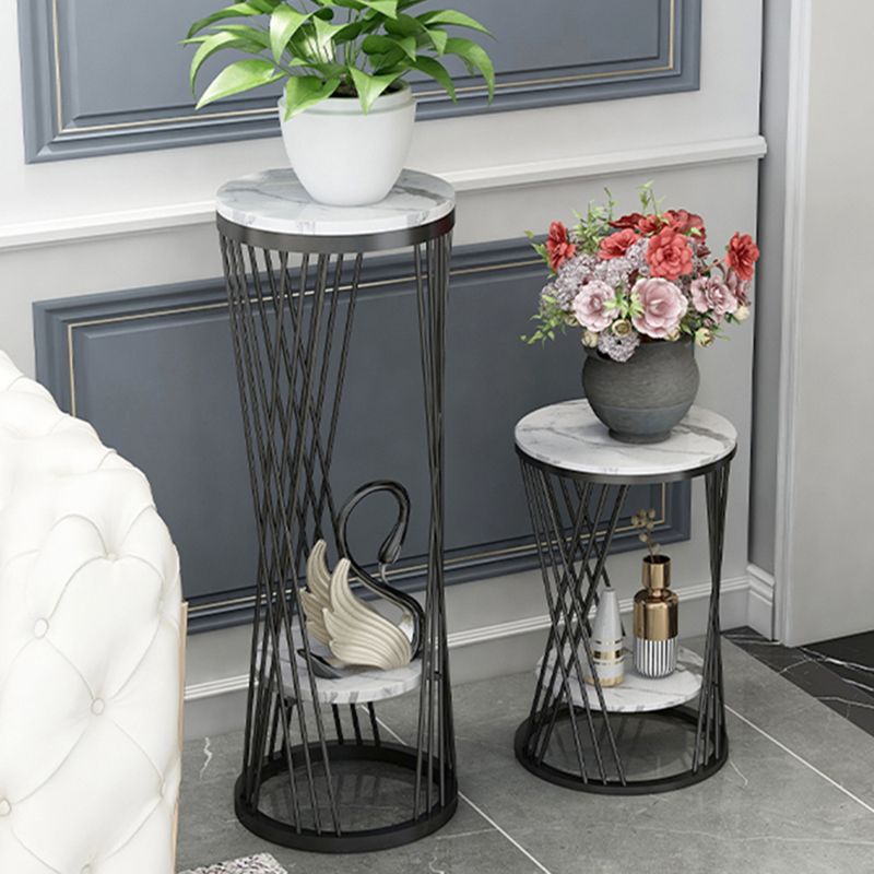 Glam Marble Round Side Table Dia 11.8" Metal Frame End Table with Storage Shelf Clearhalo 'Coffee & Accent Tables' 'End & Side Tables' 'end_side_tables' 'furn' 'furn_end_side_tables' 'Furniture' 'Living Room Furniture' 1200x1200_c2856ee8-1a64-4fbf-897f-f5eb45c04b7b