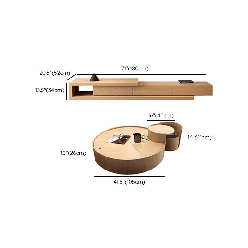 無地の木材のライトブローントレイトップコーヒーまたはエンドテーブル
