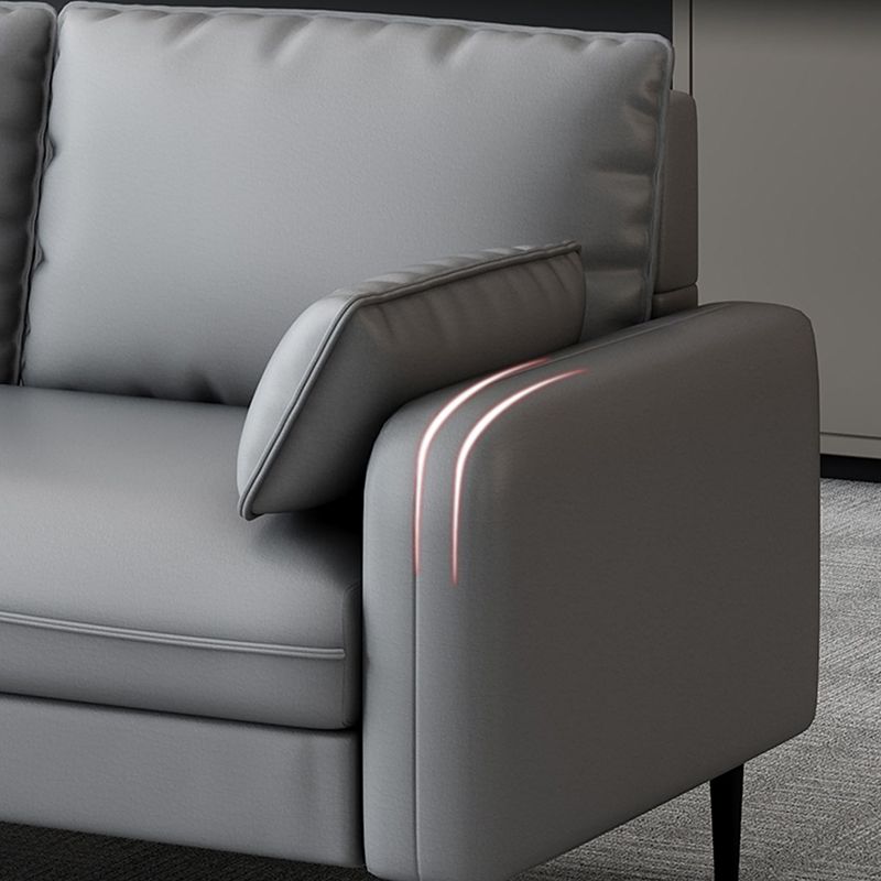 Scandinavian Faux Leather Sofa with Pillow Top Arms for 3 People Clearhalo 'furn' 'furn_sofas' 'Furniture' 'Living Room Furniture' 'Sofa' 'sofas' 1200x1200_c288f425-cc23-4444-b2c5-43c84076c06c