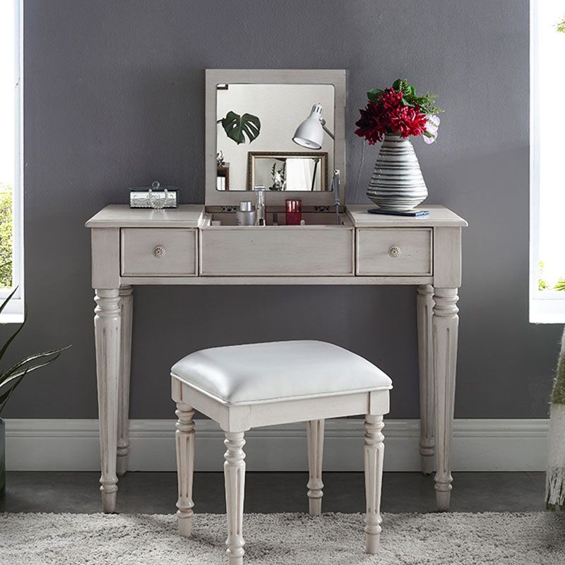 Traditional Vanity Dressing Table Solid Wood 2-Drawer Makeup Vanity Desk Clearhalo 'Bedroom Furniture' 'furn' 'furn_makeup_vanities' 'Furniture' 'Makeup Vanities' 'makeup_vanities' 1200x1200_c2891f64-c0d2-446c-9be9-2d053f4208fb