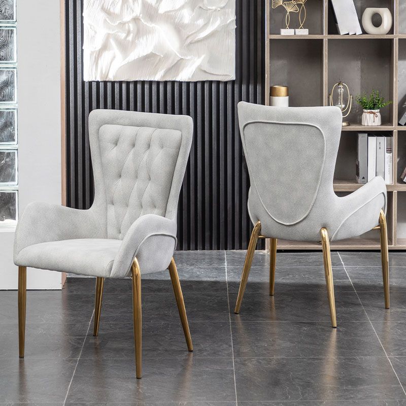 Glam Metal Arm Dining Chair Upholstered Dining Side Chair for Home Use Clearhalo ' kitchen&dining_furn' 'Dining Chairs' 'Dining Tables & Seating' 'dining_chair' 'furn' 'furn_dining_chair' 'Furniture' 'furniture_dining_chair' 'Kitchen & Dining Furniture' 'kitchen' 1200x1200_c28abe78-246a-47bf-a97a-484adeb4818e
