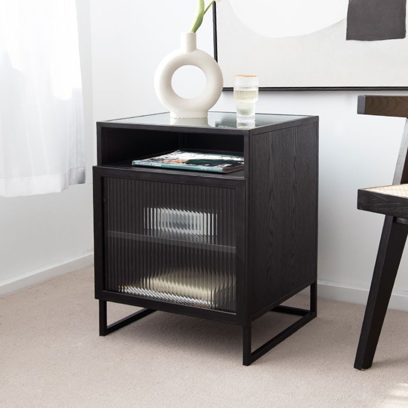 Top vetro in vetro in metallo in metallo contemporaneo 3 mensole tavolino con 1 porta, 23 "di altezza