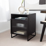 Top vetro in vetro in metallo in metallo contemporaneo 3 mensole tavolino con 1 porta, 23 "di altezza