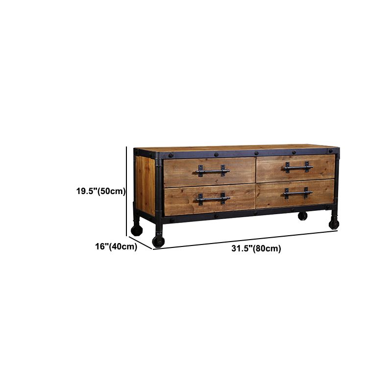 19.69"H TV Stand Industrial Style Solid Wood Brown TV Console with Drawers Clearhalo 'furn' 'furn_tv_stands_entertainment_centers' 'Furniture' 'Living Room Furniture' 'TV Stands & Entertainment Centers' 'TV Stands & Media Storage Furniture' 'tv_stands_entertainment_centers' 1200x1200_c28be54c-0cc8-48b3-9e7f-407a9e39586b