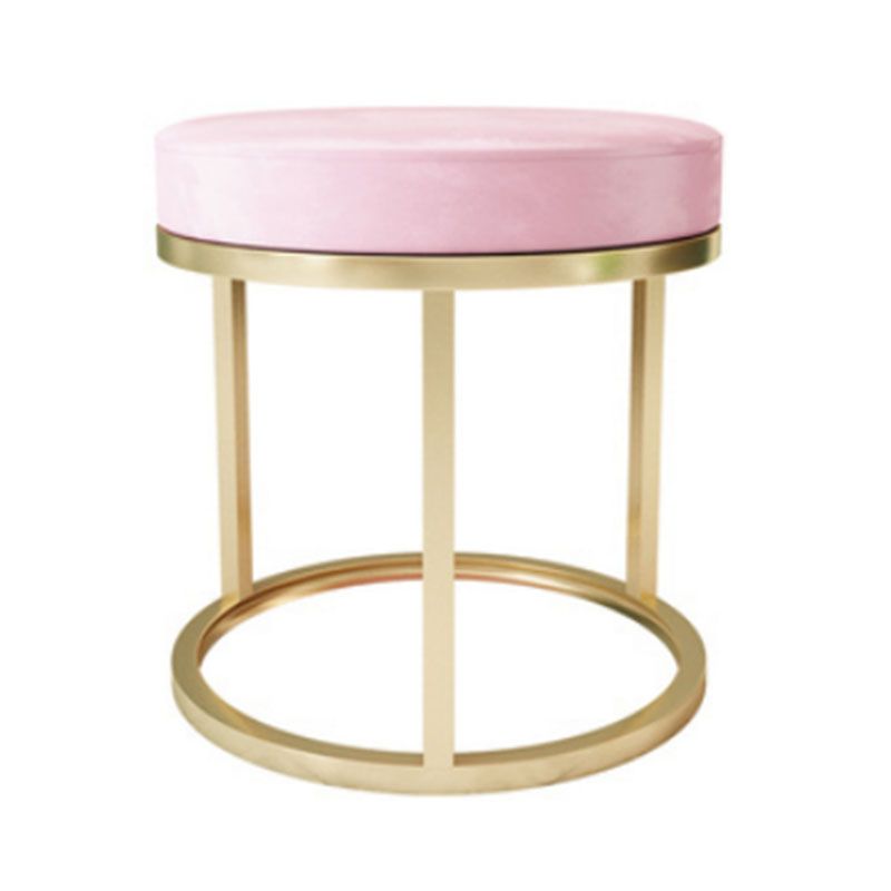 Luxury otomano terciopelo resistente a la lágrima Tapicido de color sólido redondo redondo con patas de metal