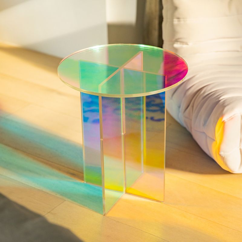 Tavolo laterale accento multicolori tavolo di plastica a forma rotonda per camera da letto