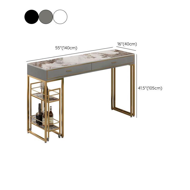 Rectangle Top Table Pub Height Dining Table with Gold Base for Bar Clearhalo 'Bar Furniture' 'Bar Tables' 'bar_tables' 'furn' 'furn_bar_tables' 'Furniture' 'Kitchen & Dining Furniture' 1200x1200_c28f652e-6af6-4d83-9676-2407f089fd81