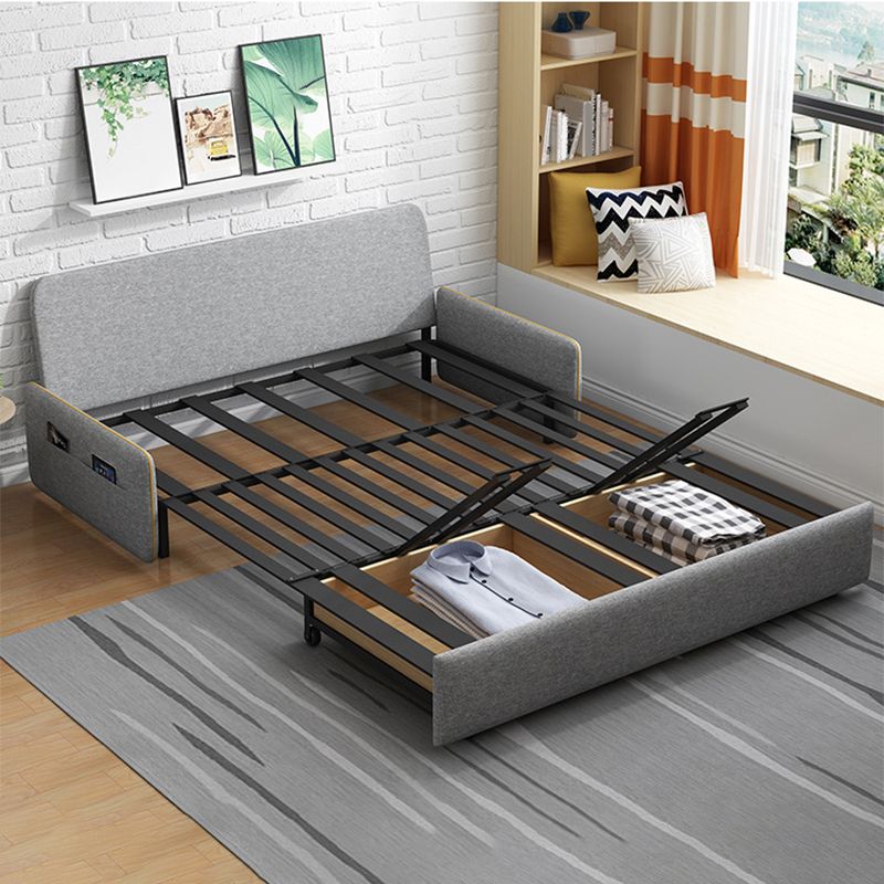 Scandinavian Sleeper Sofa Light Gray Sofa Bed  with Detachable Mattress