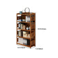 Modern Bamboo Closed Back Shelf Bookcase Floor Brown Book Shelf for Study Room