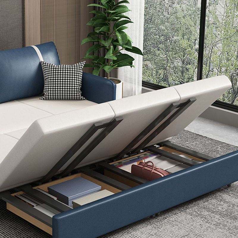 Square Arm Contemporary Convertible Faux Leather Couch Bed with 2 Pillows Clearhalo 'furn' 'furn_sofas' 'Furniture' 'Living Room Furniture' 'Sofa' 'sofas' 1200x1200_c290160a-ef79-4acf-b337-10684a800c4c