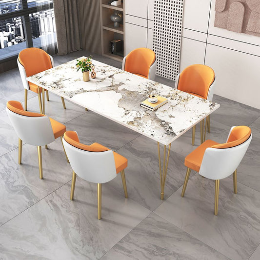 Set da pranzo Nordic 1/5/7 pezzi tavolo da pranzo in pietra rettangolo per sala da pranzo in cucina