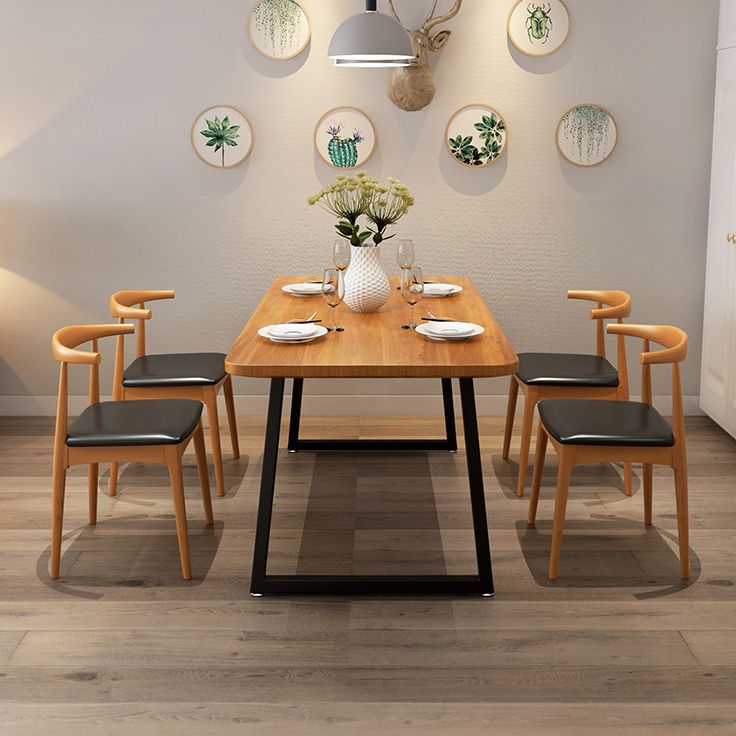 Industrial 1/2/5 Pieces Furniture Solid Wood Rectangle Dining Table Set in Brown