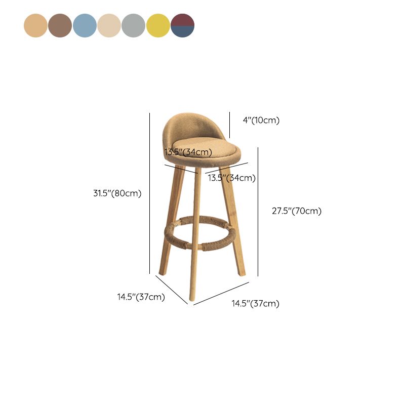 Nordic Armless Backrest Counter Stool Rubber Wood Bar Stool with Pedal Clearhalo 'Bar Furniture' 'Bar Stools' 'bar_stools' 'furn' 'furn_bar_stools' 'Furniture' 'Kitchen & Dining Furniture' 1200x1200_c290ff80-14f7-4671-b5cc-335ea01015f3
