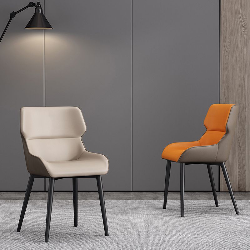 Modern Parsons Guest Chair Matte Finish Leather Curved Chair for Brasserie Clearhalo ' kitchen&dining_furn' 'Dining Chairs' 'Dining Tables & Seating' 'dining_chair' 'furn' 'furn_dining_chair' 'Furniture' 'furniture_dining_chair' 'Kitchen & Dining Furniture' 'kitchen' 1200x1200_c291d3cd-dccc-4f72-8b73-4cbef3143c6b