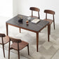 Mesa rectangular de estilo industrial, mesa de piedra sinterizada con patas de madera para uso doméstico