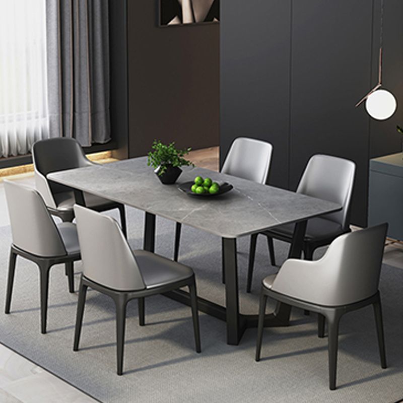 Industrial Dining Rectangle Table Sintered Stone Table with Metal Legs for Kitchen