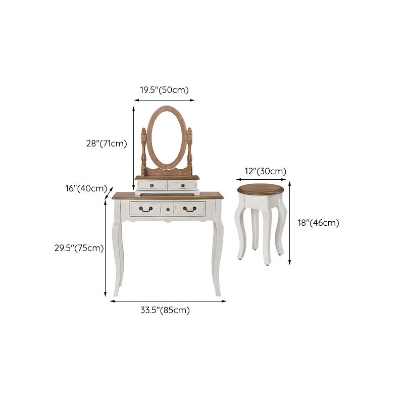 Victorian White Makeup Vanity Desk Table Solid Wood Dressing Table Stool Set Clearhalo 'Bedroom Furniture' 'furn' 'furn_makeup_vanities' 'Furniture' 'Makeup Vanities' 'makeup_vanities' 1200x1200_c294c10d-b84f-48e0-9e2a-25a4424445fc