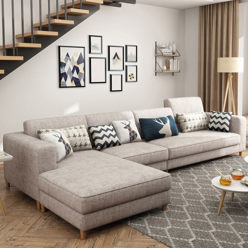 Contemporary Sectional with Adjustable Pillow Back and Square Arms Clearhalo 'furn' 'furn_sectionals' 'Furniture' 'Living Room Furniture' 'Sectionals' 1200x1200_c2969de4-5e33-457d-9af0-0432aaa0bc9b