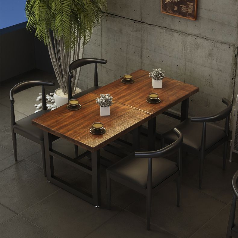 Industrial Dining Table Pine Solid Wood Table with Black Trestle Base for Dining Room Clearhalo ' dining_table' 'Dining Tables & Seating' 'Dining Tables' 'furn' 'furn_dining_table' 'Furniture' 'furniture_dining_table' 'Kitchen & Dining Furniture' 'kitchen&dining_furn' 'kitchen' 'kitchen_dining_table' 1200x1200_c2977db0-e095-42ae-805c-f5a970afeafc