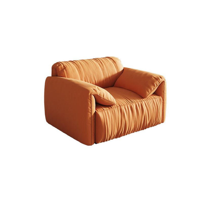 Contemporary Pillow Top Arm Settee Orange Faux Leather Sofa for Living Room Clearhalo 'furn' 'furn_sofas' 'Furniture' 'Living Room Furniture' 'Sofa' 'sofas' 1200x1200_c298a072-2ece-4595-8b8a-915460402f1a