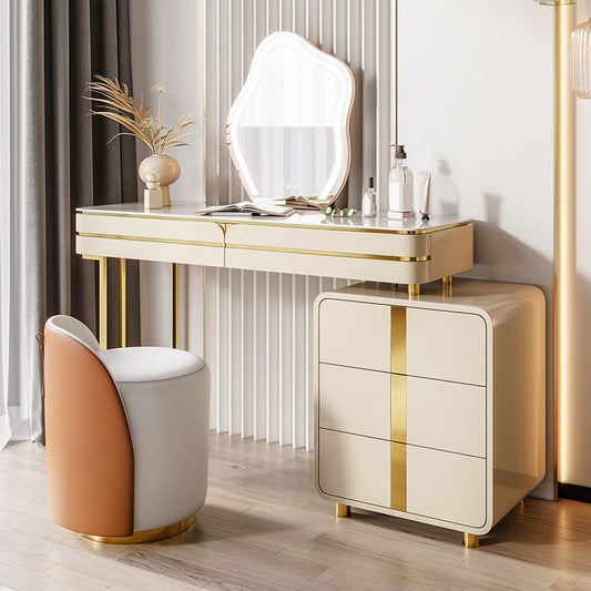 Goldener Eitelkeit Schlafzimmer Make-up Eitelkeithocker im glänzenden Finish