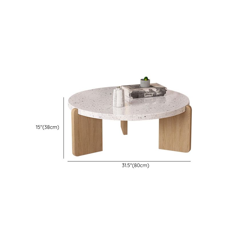 14-inch moderne salontafel met 3 poten, ronde witte koffiecocktailtafel