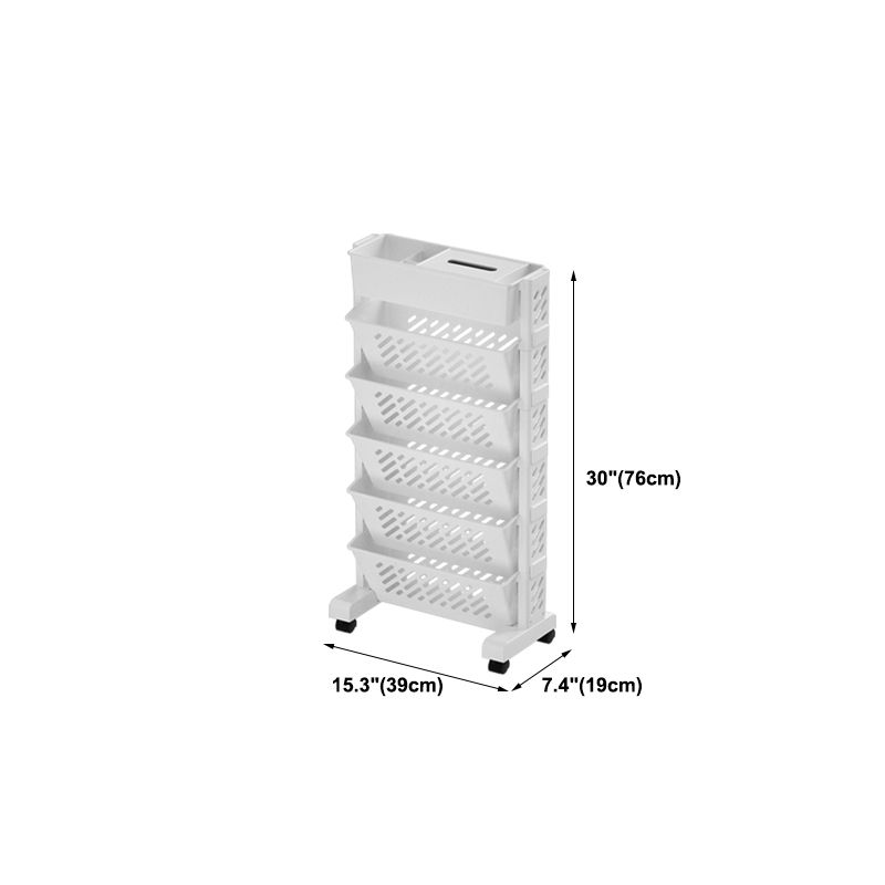 White Contemporary Standard Home Plastic Bookshelf with Wheels Clearhalo 'Bookcases' 'furn' 'furn_bookcases' 'Furniture' 'Office Furniture' 1200x1200_c29b8efa-cb31-47d9-8824-1b070ad55c36