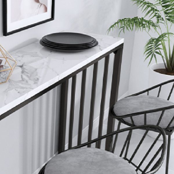 Rectangle Bar Dining Table White Faux Marble Top Bar Height Table with Sled Base