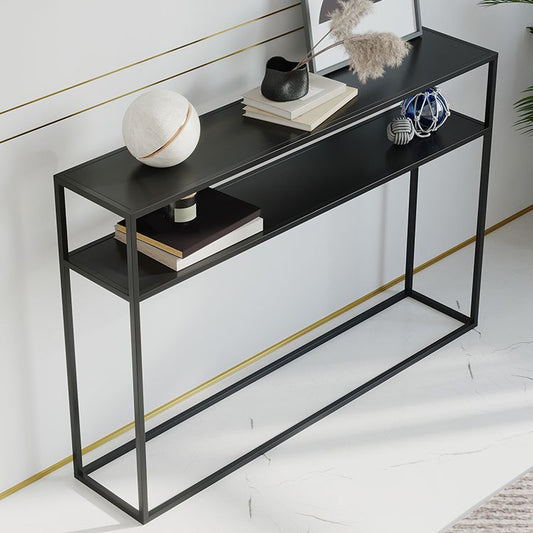 Modern Console Accent Table Antique Finish Console Sofa Table in Metal