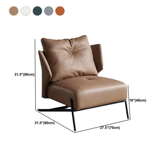 Contemporary Bonded Leather Armless with Black Legs Pillow Back Accent Room Chair