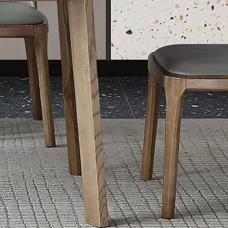 Gray Mid-Century Dining Table Stone Top Table with Wooden Base Clearhalo 'Dining Tables & Seating' 'Dining Tables' 'dining_table' 'furn' 'furn_dining_table' 'Furniture' 'Kitchen & Dining Furniture' 1200x1200_c2a2c500-6069-48ce-8423-8000e9be4c92