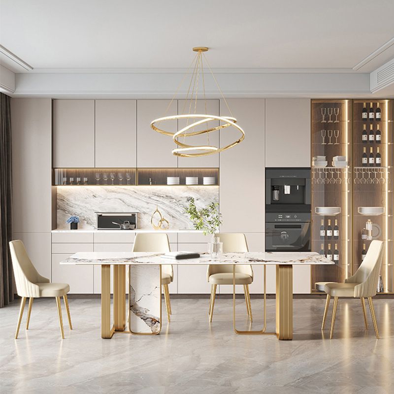 Glam -stijl rechthoekige tafel ingesteld 1/4/5/7 stukken dinerset voor keuken