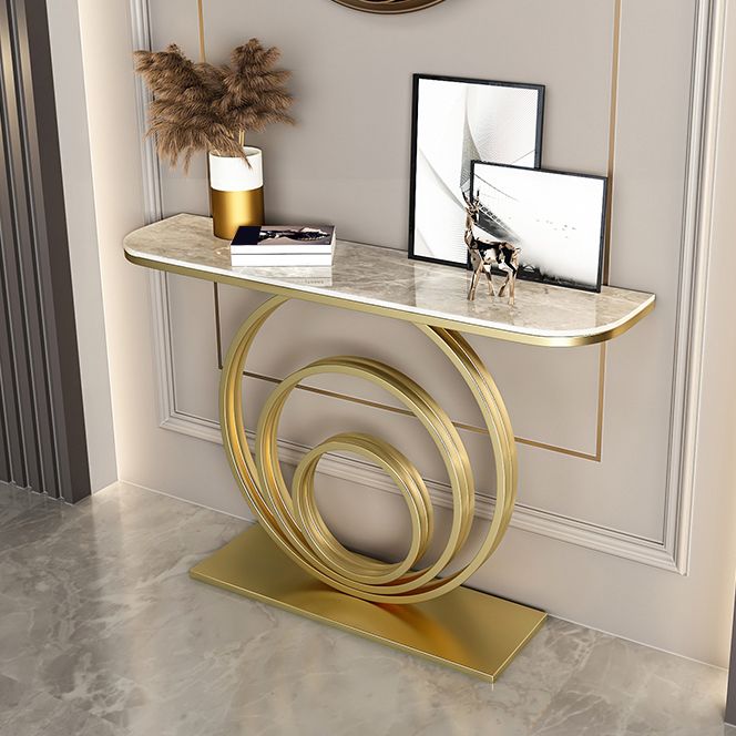 12 Inch Wide Modern Accent Table Half Moon Metal Console Table for Hall