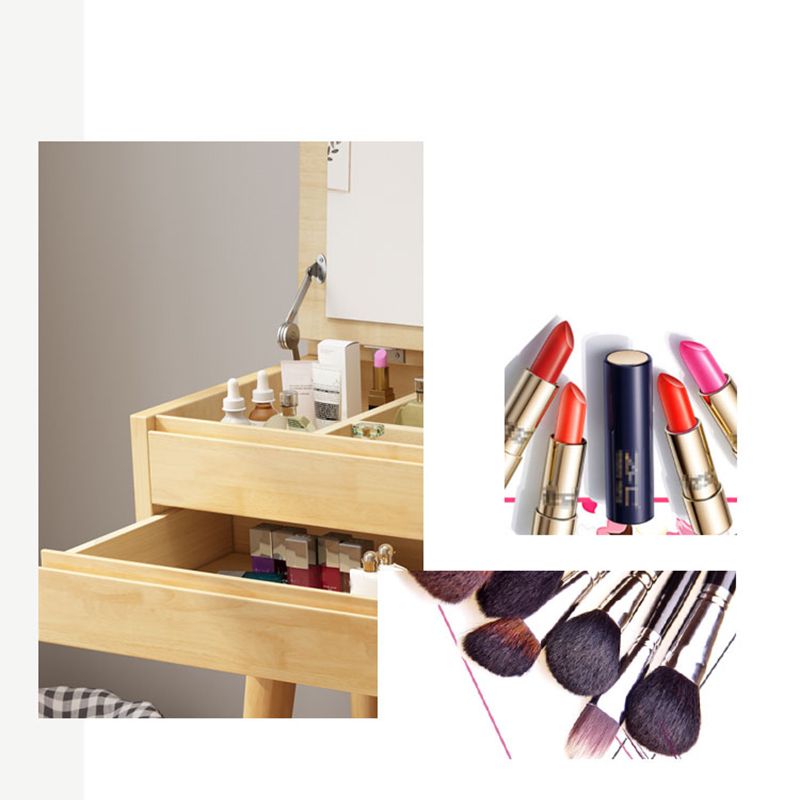 Dolteging da letto in stile nordico tavolo da letto in legno di gomma vanità per trucco