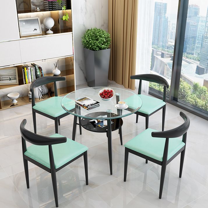Modern Glass Dining Table 31.5" Round Dining Table with Black Frame for Home Use Clearhalo ' dining_table' 'Dining Tables & Seating' 'Dining Tables' 'furn' 'furn_dining_table' 'Furniture' 'furniture_dining_table' 'Kitchen & Dining Furniture' 'kitchen&dining_furn' 'kitchen' 'kitchen_dining_table' 1200x1200_c2a6c4b4-f288-4bc7-bd24-ace344f9a890