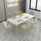 Rectangle 4 Legs Dining Table Glam Style Stone Table for Kitchen
